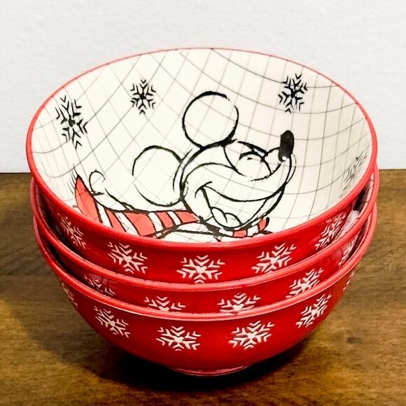 NWT: Disney - Set of 3, Mickey Mouse Christmas Sketchbook, Snack/ Tidbit Bowls - Picture 4 of 7